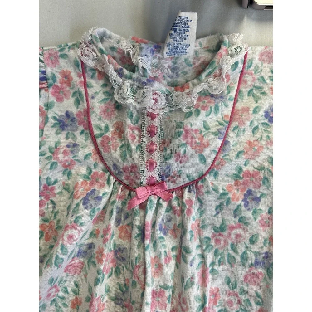 Vintage Moonbeams Made In USA Toddler Floral Nightgown Size 3T